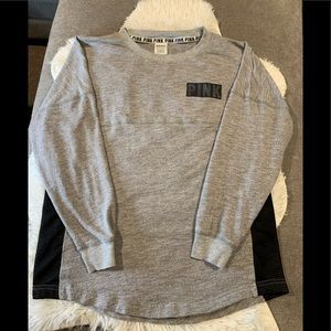 Victoria’s Secret Pink Gray Insignia Metallic Sweatshirt Size SP
